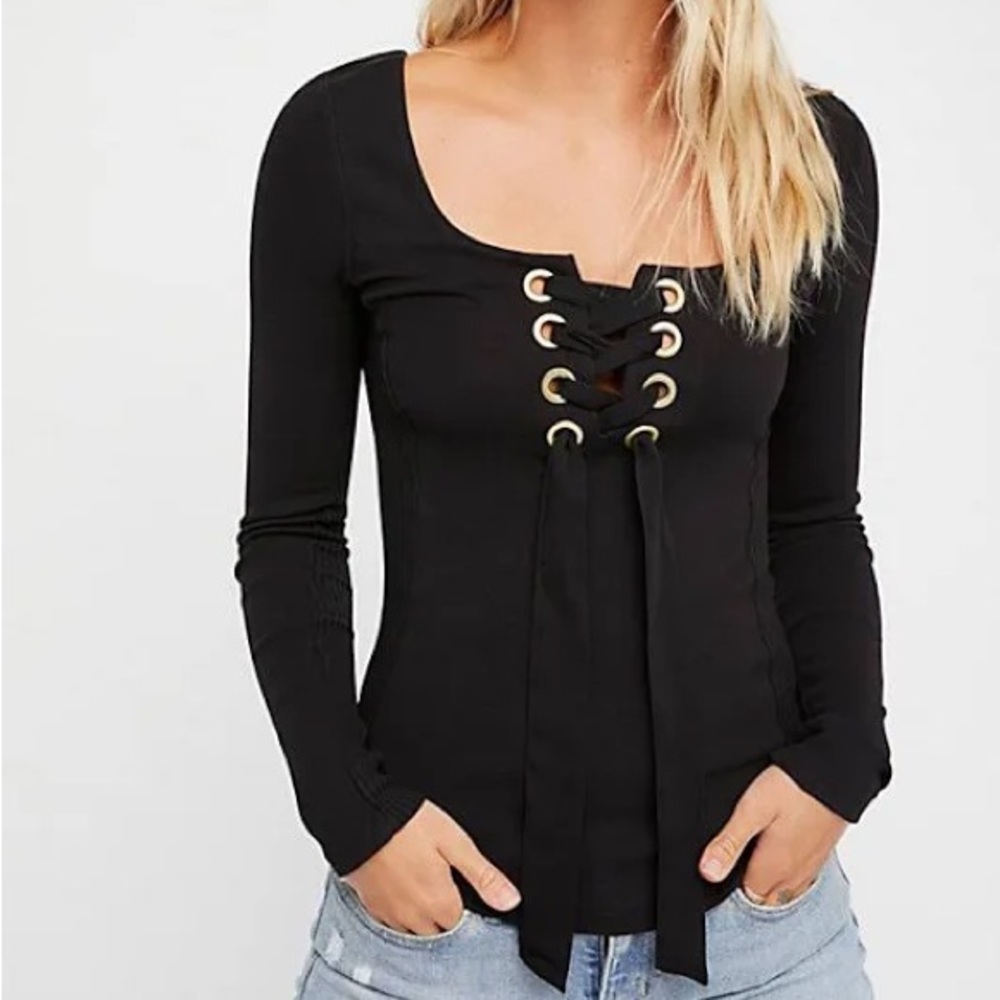 Free People Looking Up Lace-Up Top XS